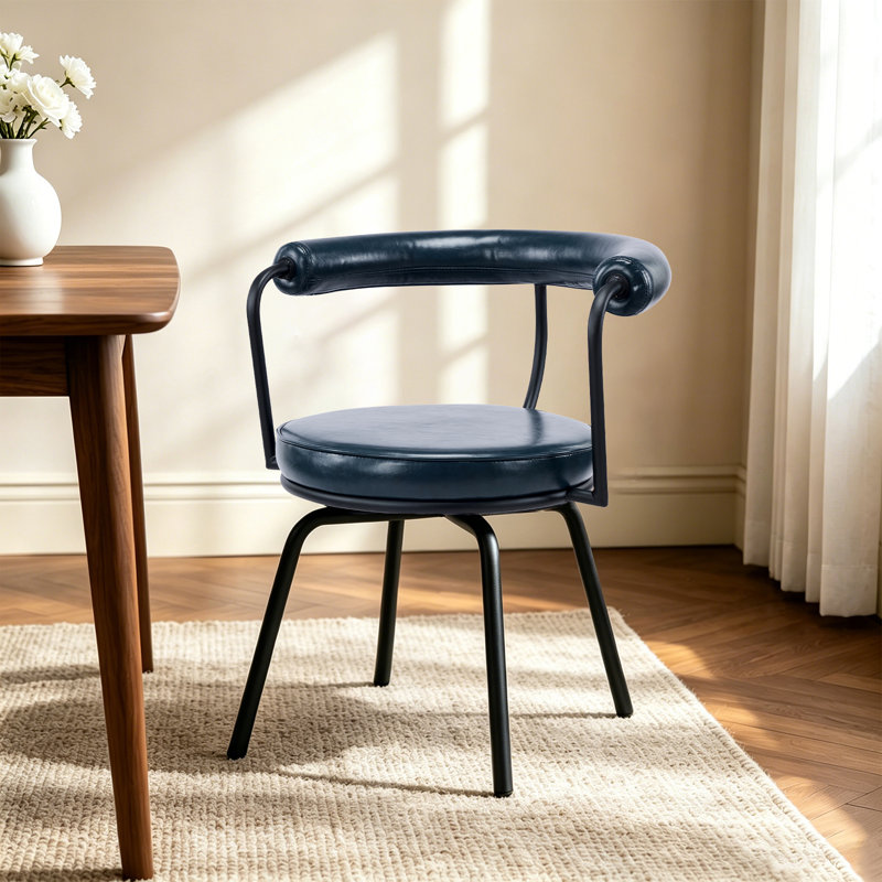 Chaise pivotante rembourrée en polyuréthane Abisan Bauhaus, Bleu