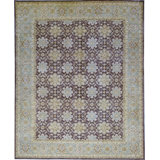 Wool Oriental Area Rug in Green/Purple/Light Blue