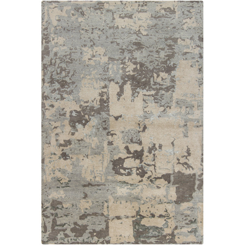 Rupec White Abstract Area Rug, 5' x 7'6"
