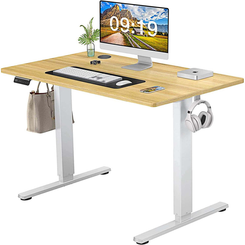 Bureau debout à hauteur ajustable Marther, Naturel/noir, H 28 po x l 39 po x P 23 po