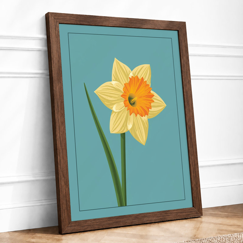 Daffodil In Bloom Botanical - Print, Walnut, A4 - 29.7 x 21.0 cm
