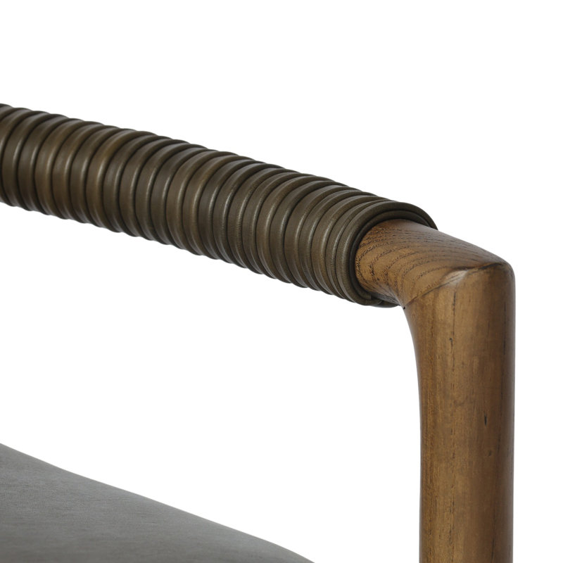 Baden Stool, Counter Stool (26" Seat Height), Dulane Moss/Genuine Leather, Toasted Nettlewood