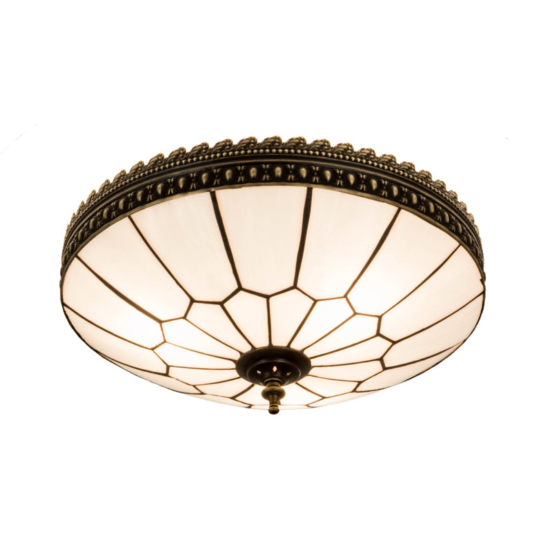 Vincent 3 - Light Flush Mount, 6.5" H x 15" W x 15" D, Craftsman Brown Highlighted, White Art