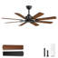  Ventilateur de plafond moderne noir 52 "avec télécommande et commande APP Cissline pour chambre à coucher et salon