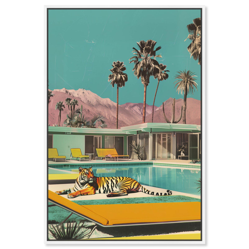 Art, art moderne, toile Tiger, White Floater Framed, 16" H x 11" W