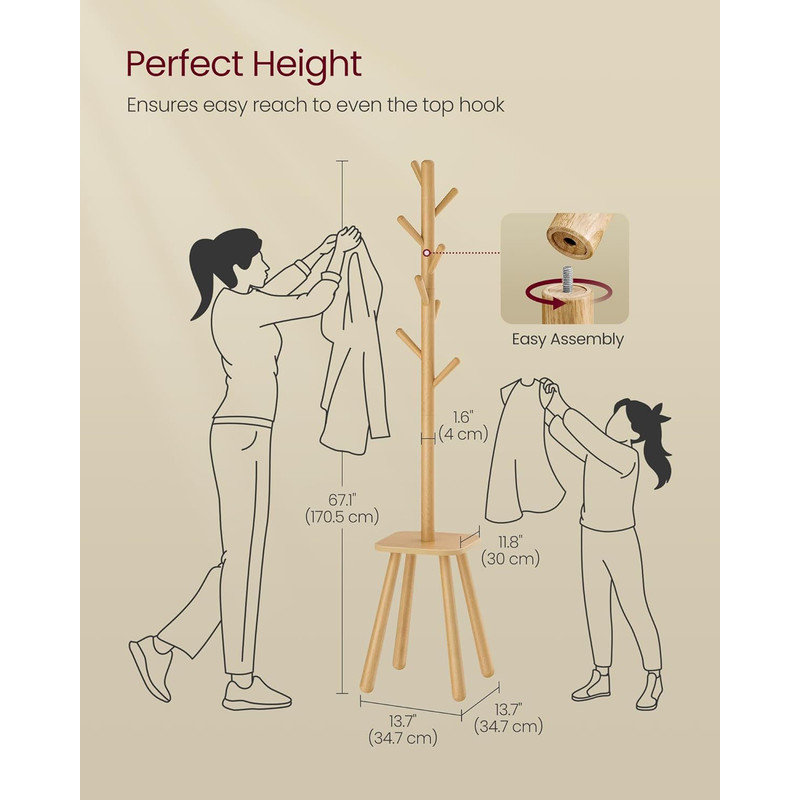 Camare Freestanding 8 - Hook Coat Rack