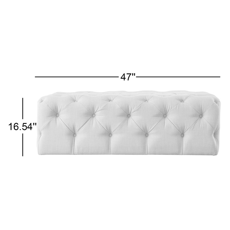 Repose-pieds rectangulaire capitonné de 47 po Huskins, Lin gris foncé chiné