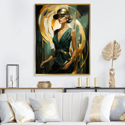 Emerald Elegance Of Woman In Stunning Green III - Fashion Canvas Art