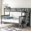 Lit superposé gris avec options de rangement, garde-corps, structure stable, chambre à coucher et coffre-fort-1963328761