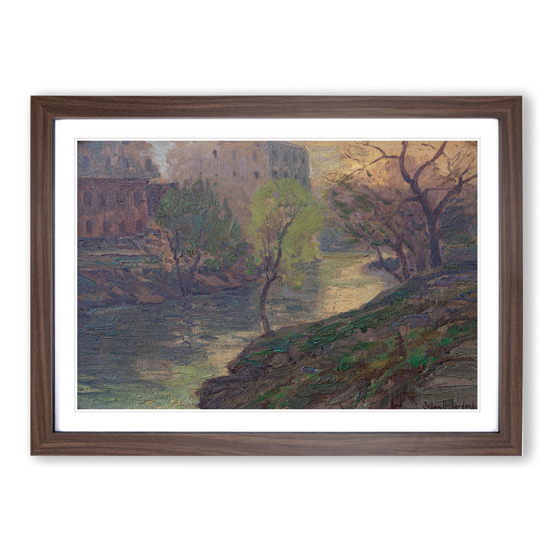 San Antonio River by Julian Onderdonk - Picture Frame Painting, Walnut Framed, 48cm H x 65cm W x 2cm D