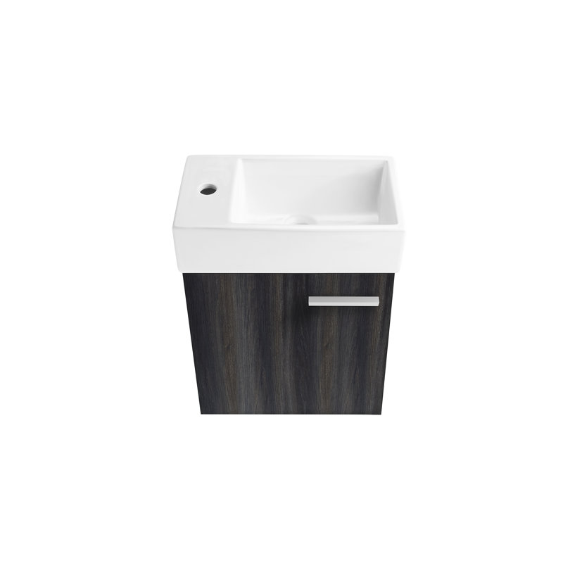 Colmer 18" Wall-Mounted Bathroom Vanity, Black Walnut