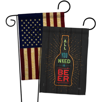 Drapeau de jardin «You Need Beer» en polyester 19 faces x H 19 x l 13
