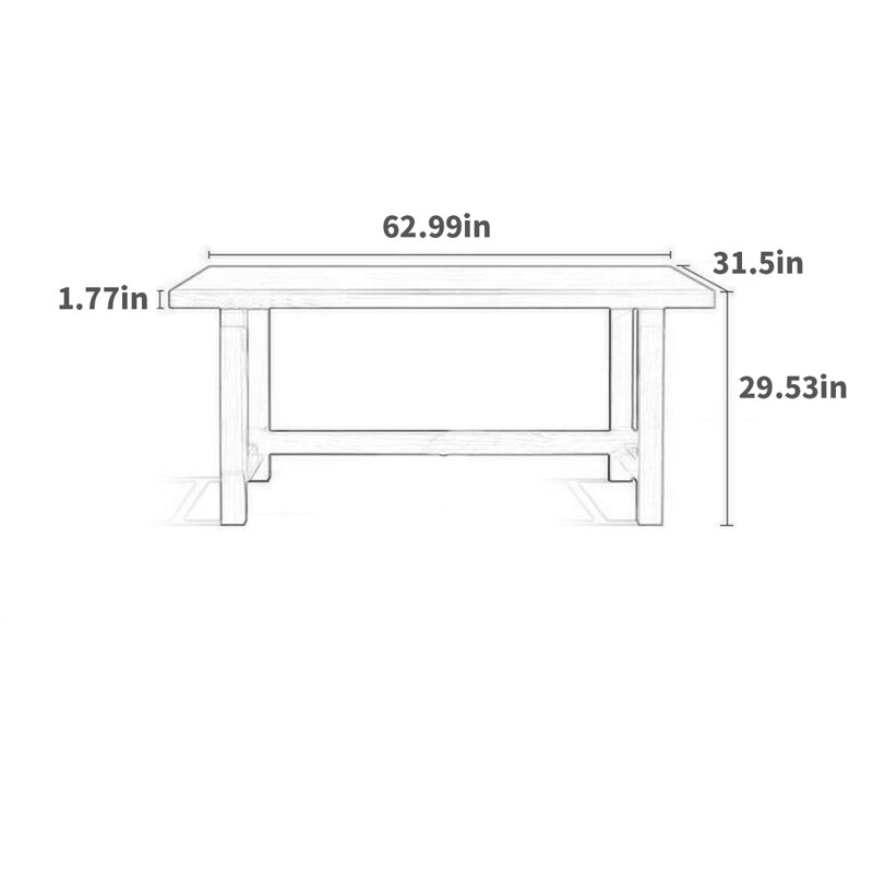Table de salle à manger, L 31,5 po x L 62,99 po