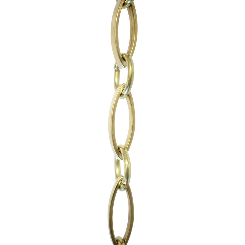 Chaîne de lustre à boucle décorative (3 pieds), Laiton poli, H 12 po x l 0,71 po x P 0,28 po