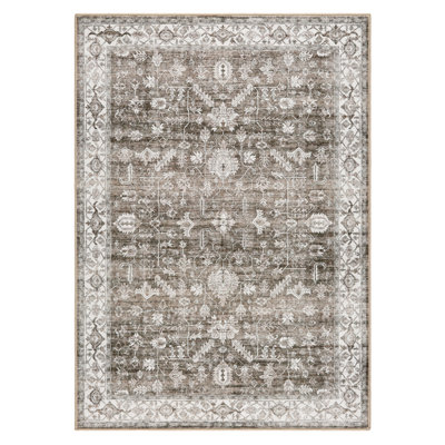 Tapis lavable à la machine avec bordure AirFlo EVERWASH Haven, brun, 6 pi x 9 pi
