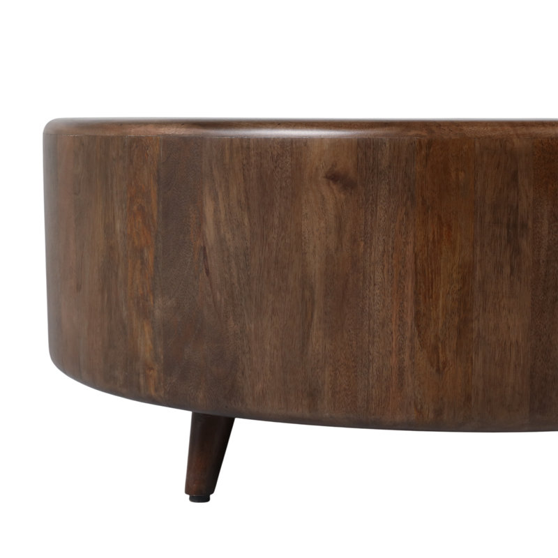 Table basse ronde élégante en bois pour Home Deor - Table d'appoint moderne Mid-Century pour les espaces de salon intérieurs et extérieurs - 36 po, brun