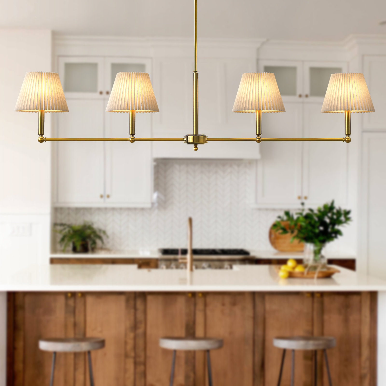 Costa 4-light Linear Chandelier, Brushed Brass
