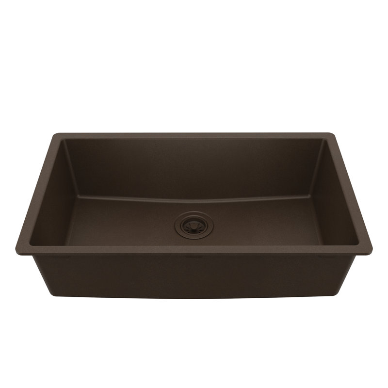 Karran Quartz 32-1/4'' X 19-1/4'' Large Single Bowl Undermount Kitchen Sink, Brown