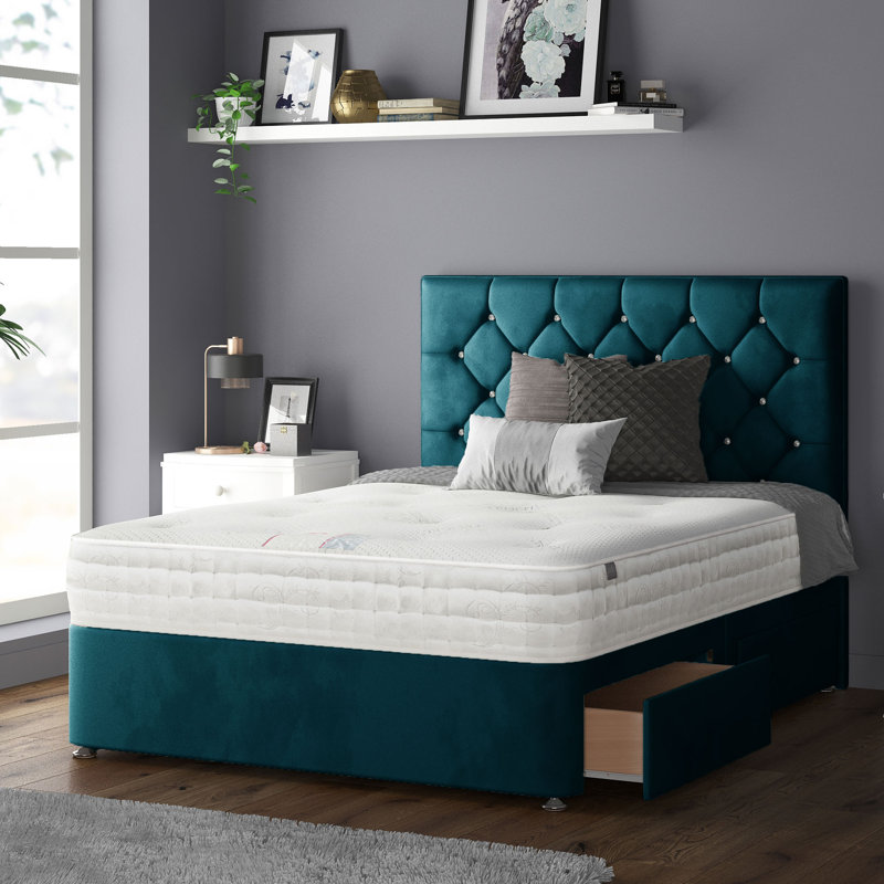 Farallones Upholstered Headboard, Double (4'6), Mallard Green