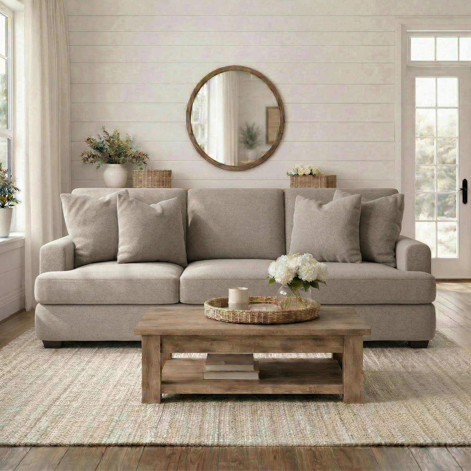 Emilio 90'' Upholstered Sofa, Sustain® Dursky Linen