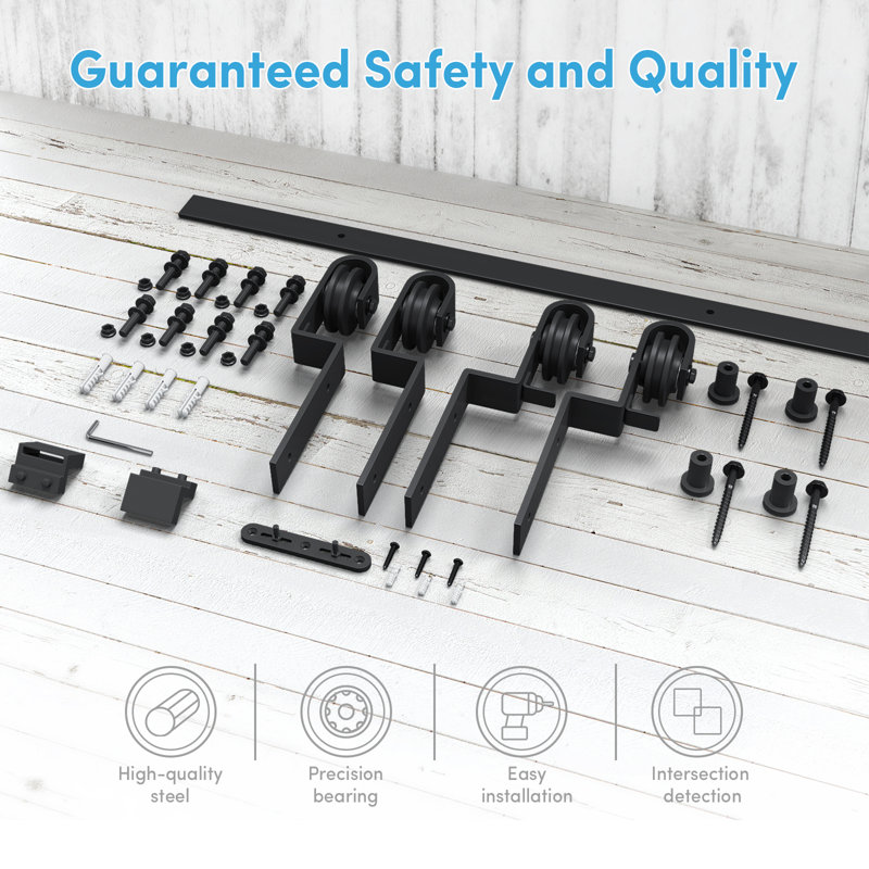 Bypass Double Door Sliding Barn Door Hardware Kit (Not Include Door), 79.20 in. 