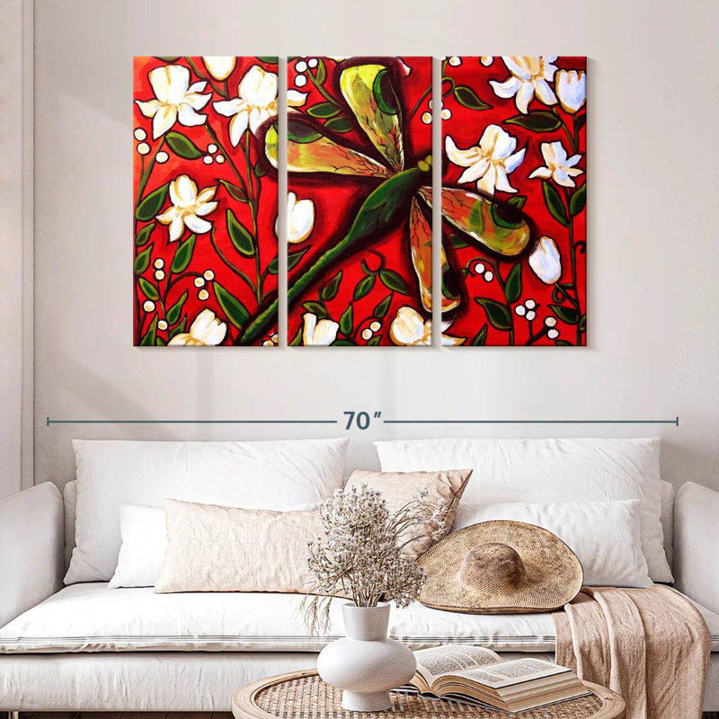 Dragonfly On Red, 32" H x 50" W