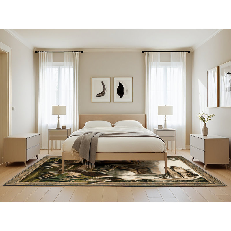 Tapis brun dinosaures lavable à la machine, Rectangle 5 pi x 8 pi