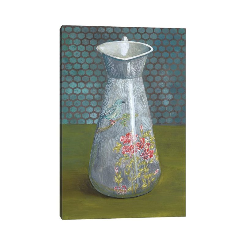 Pitcher With Bird by Miri Eshet - Painting on Canvas, 66.04 cm H x 45.72 cm W x 3.175 cm D, Wrapped Canvas