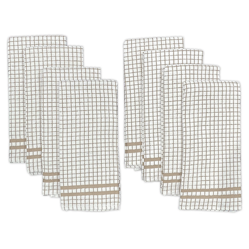 Serviette de cuisine en coton à carreaux, Beige