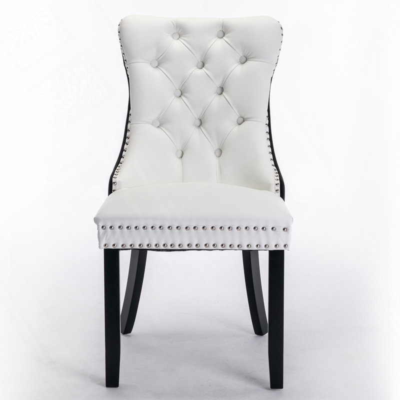 Chaise rembourrée en polyuréthane et velours, Blanc/Noir