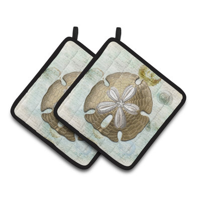 Caroline's Treasures Sand Dollar Polyester Potholder Set