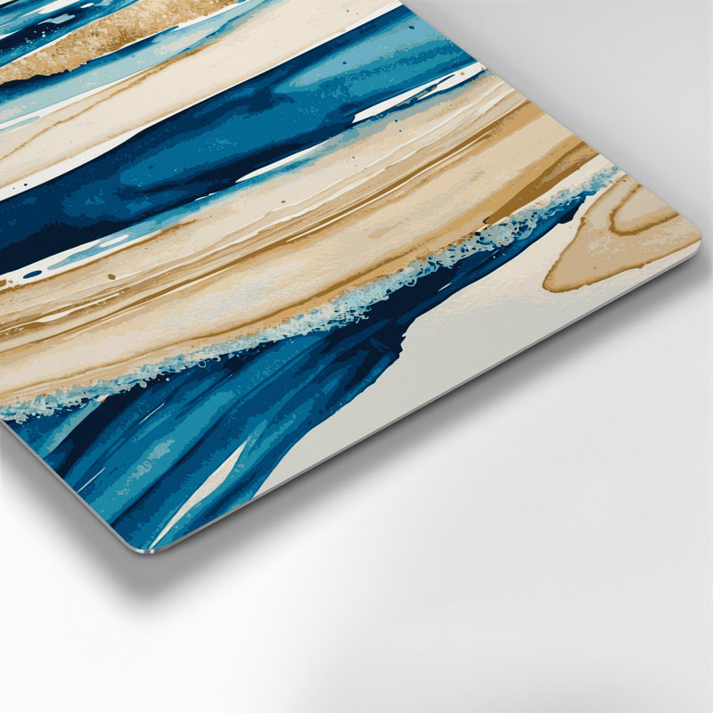 Art mural horizontal rayé horizontal bleu océan sable et sable, H 8 po x l 8 po