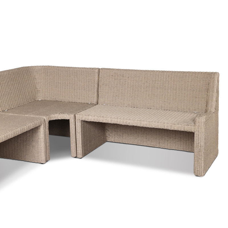Senna Outdoor L-Shape Dining Banquette, 32.5" H x 132.25" W x 83.25" D