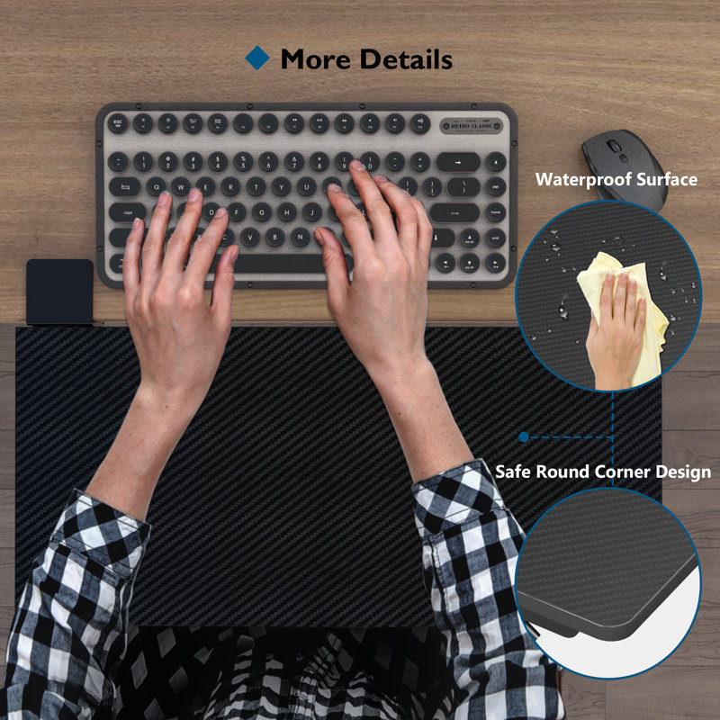 Adreian 1.3cm H x 51cm W Desk Keyboard Tray, Black Carbon Fiber