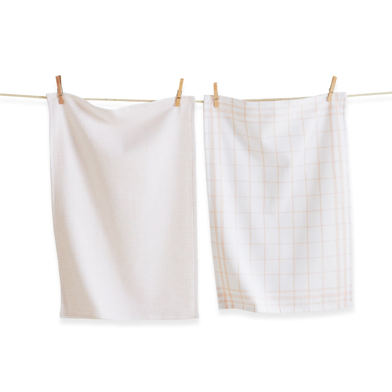 Cotton Plaid Waffle Tea Towel Kitchen Towel, Pink