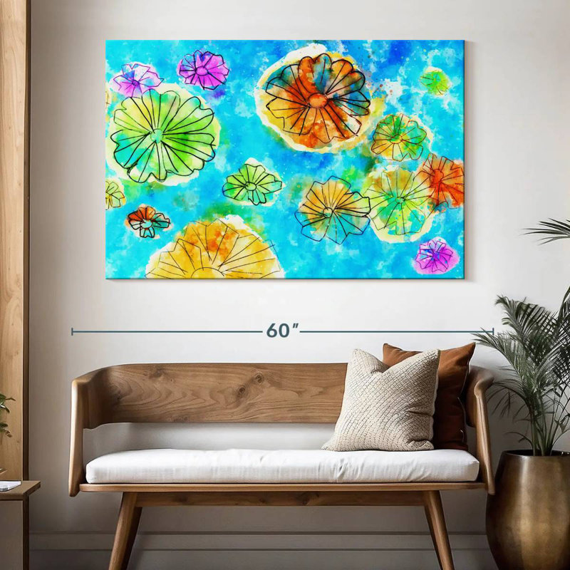 Lys de papier Avery abstrait floral, H 34 po x l 51 po