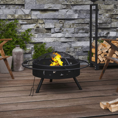 Delores Fire Pit with Poker 70 cm XXL Steel