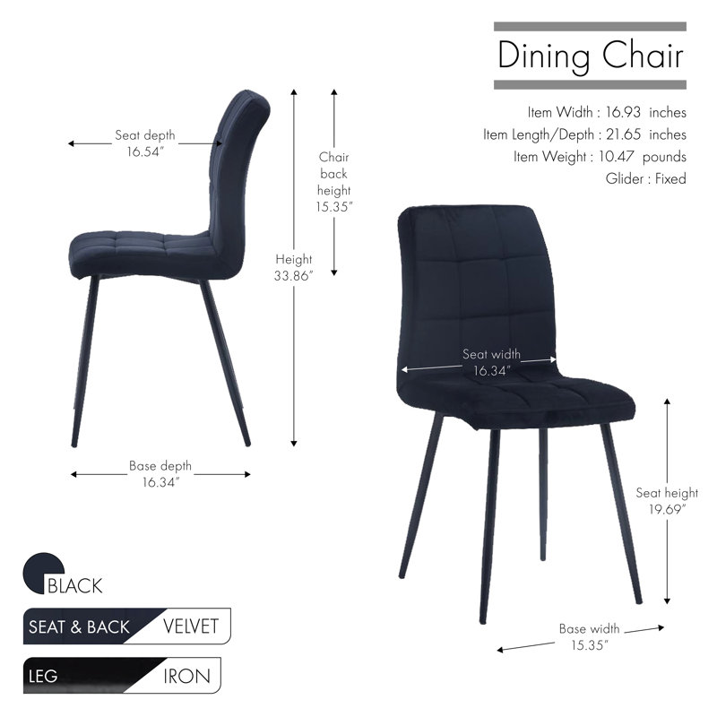 Coffield 50cm H Upholstered Side Chair, Black