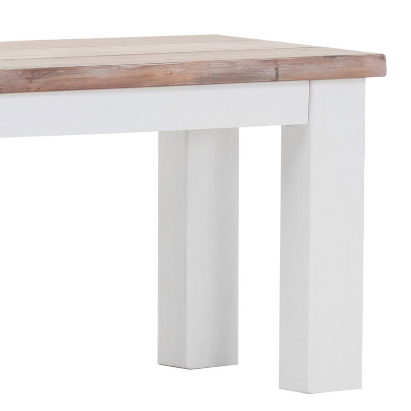 Tampa Solid Wood Bench, Lacquered white, 45cm H x 150cm W x 40cm D