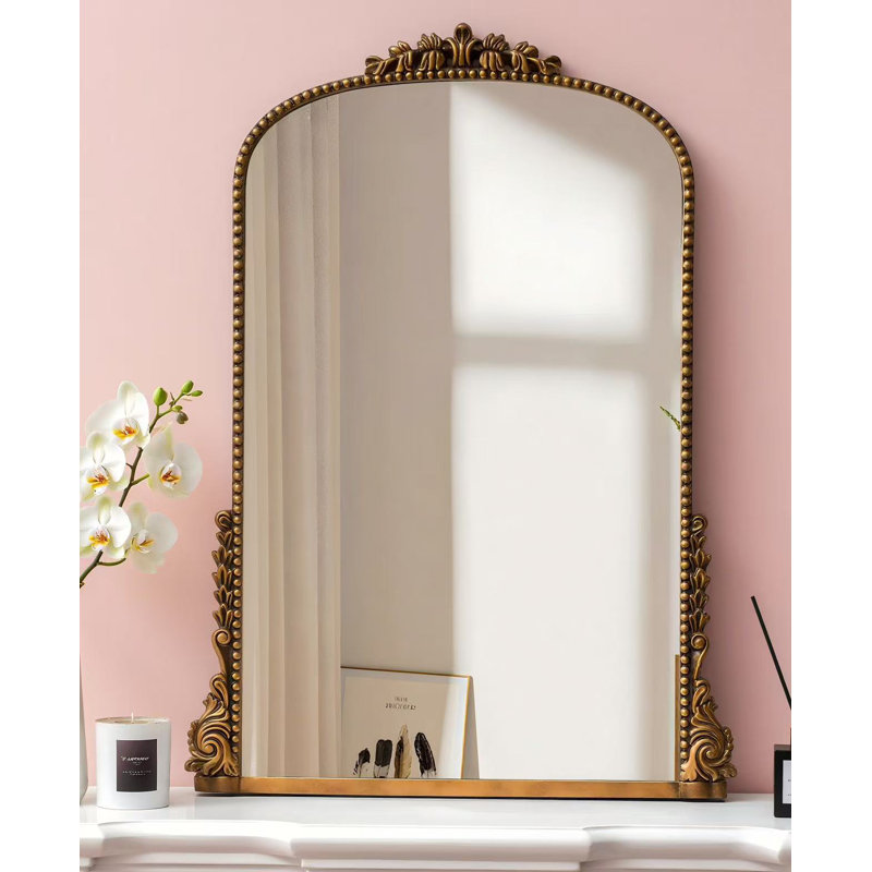 Arch PU Wall Mirror, 99cm H x 71cm W, Antique Gold