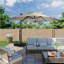 Parasol de patio en porte-à-faux rotatif 10 pi x 13 pi avec base et éclairage audio Bluetooth-1414816812