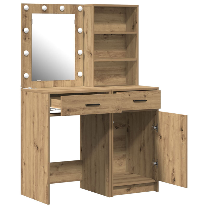 Dressing Table with Mirror, Artisan Oak