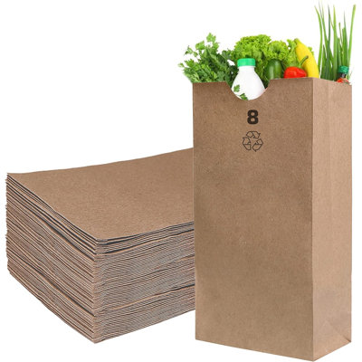 Sacs en papier kraft brun Ecoqualité de 8 lb, pour les collations, le déjeuner, les sacs-cadeaux, l'épicerie et les produits (100)