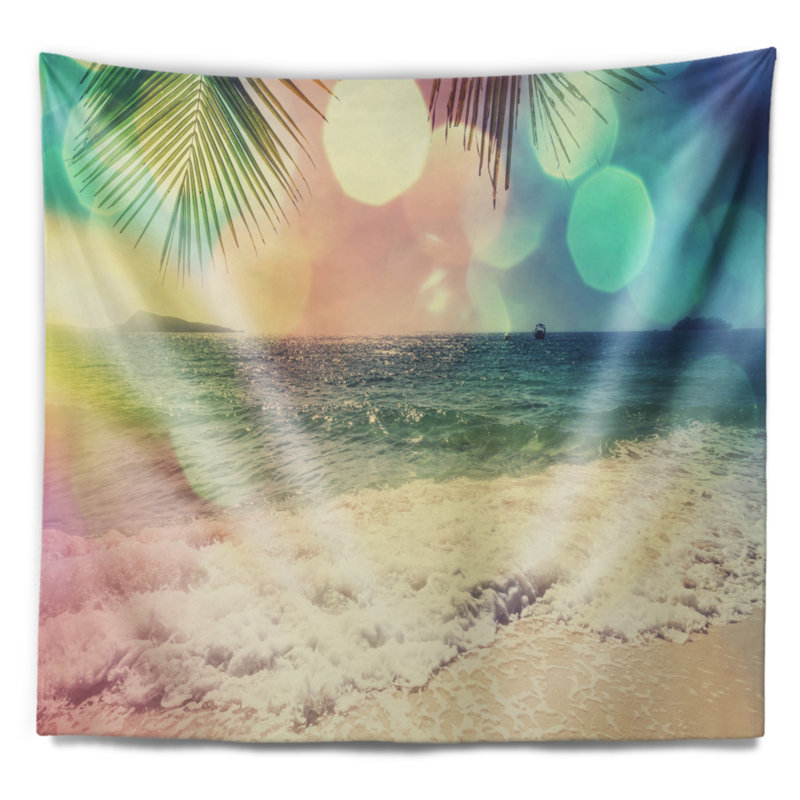 Tapisserie de plage tropicale serenity colorée mer shore, H 50 po x l 60 po