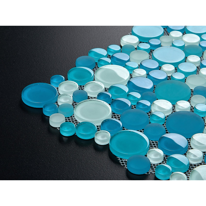 Bubble Glass Random Mosaic Wall Tile, Ocean