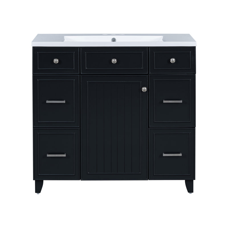 Ensemble de meuble-lavabo 36 po avec lavabo, lavabo simple, meuble-lavabo avec porte à fermeture douce et 3 tiroirs