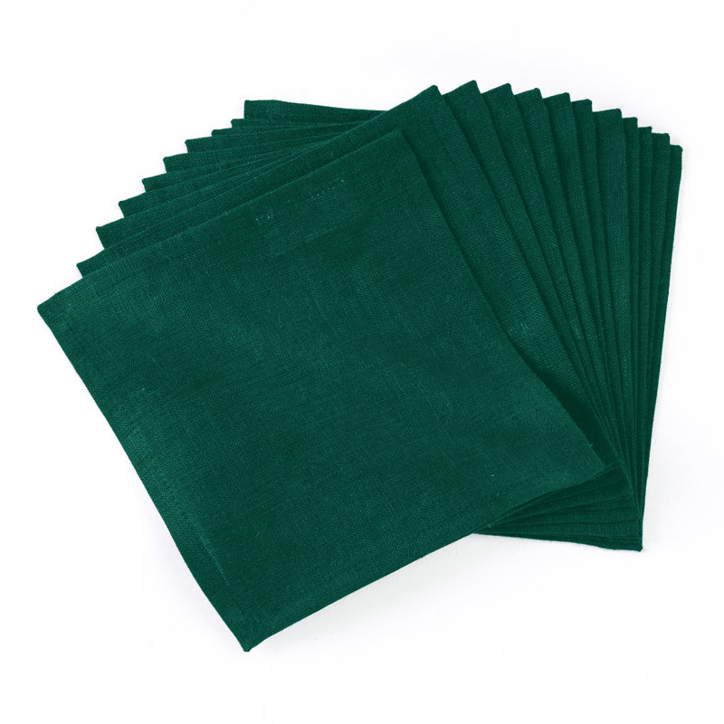 100% Pure Linen Cocktail Napkins - Fete, 6" x 6", Rainforest