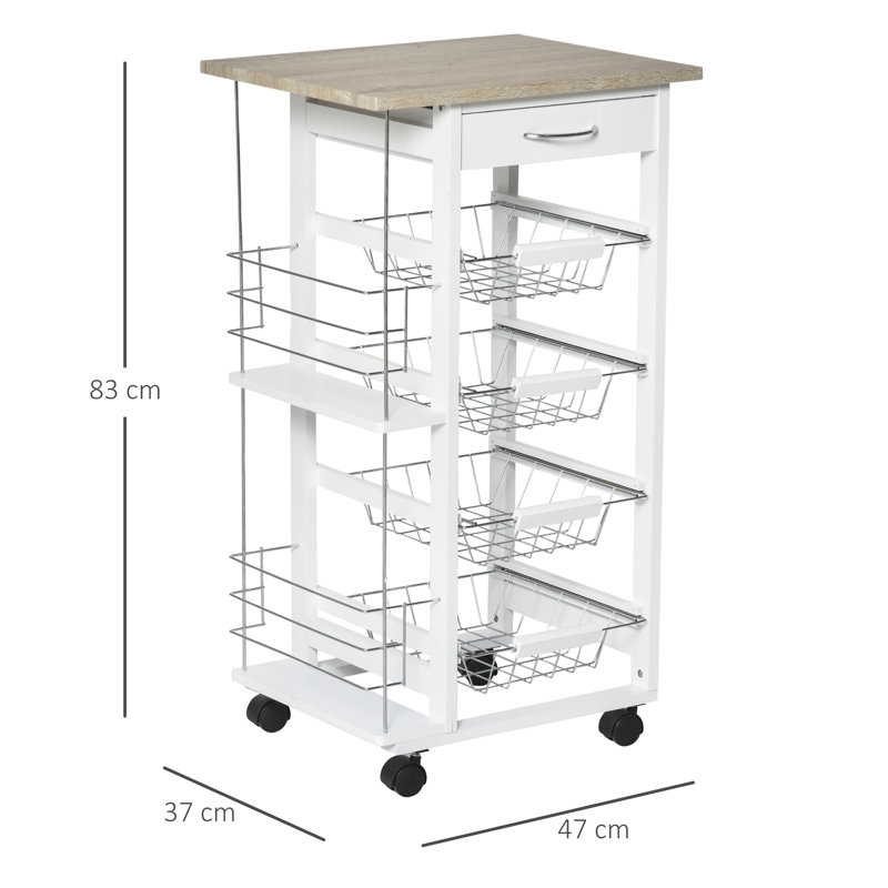 Mullings 47 cm' Kitchen Island with Wheels