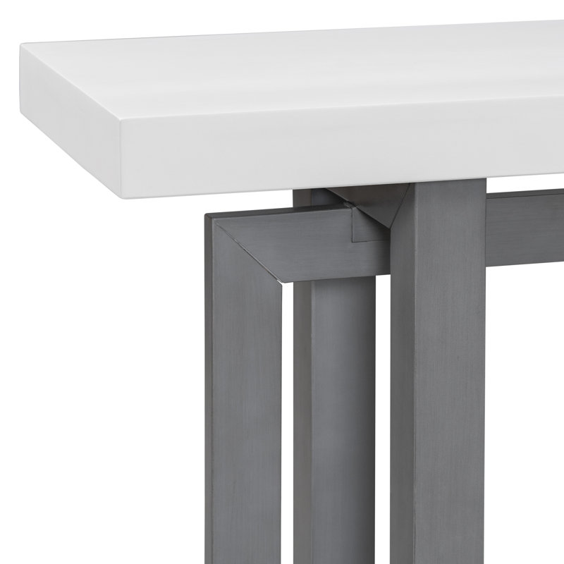 Console en bois massif Brileys de 59,1 po, Blanc, Gris foncé