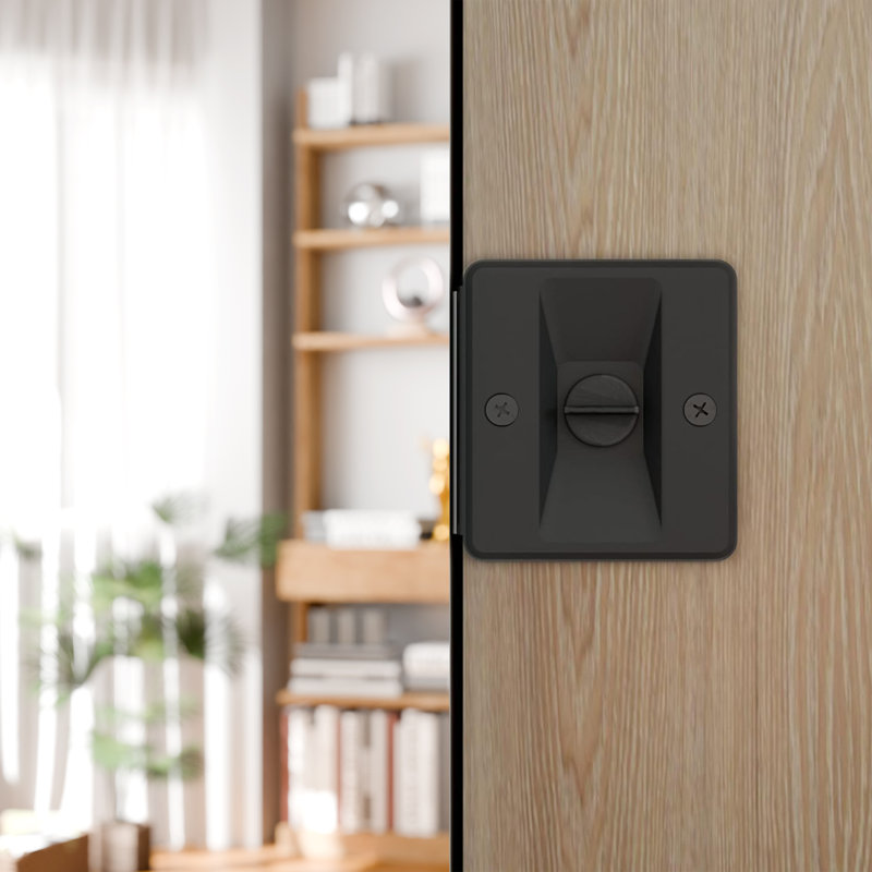 Contemporary Privacy Pocket Door Hardware, Black